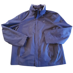 New NAUTICA Mens XL Light Weight Water / Wind Resistant Hooded Jacket Navy Blue